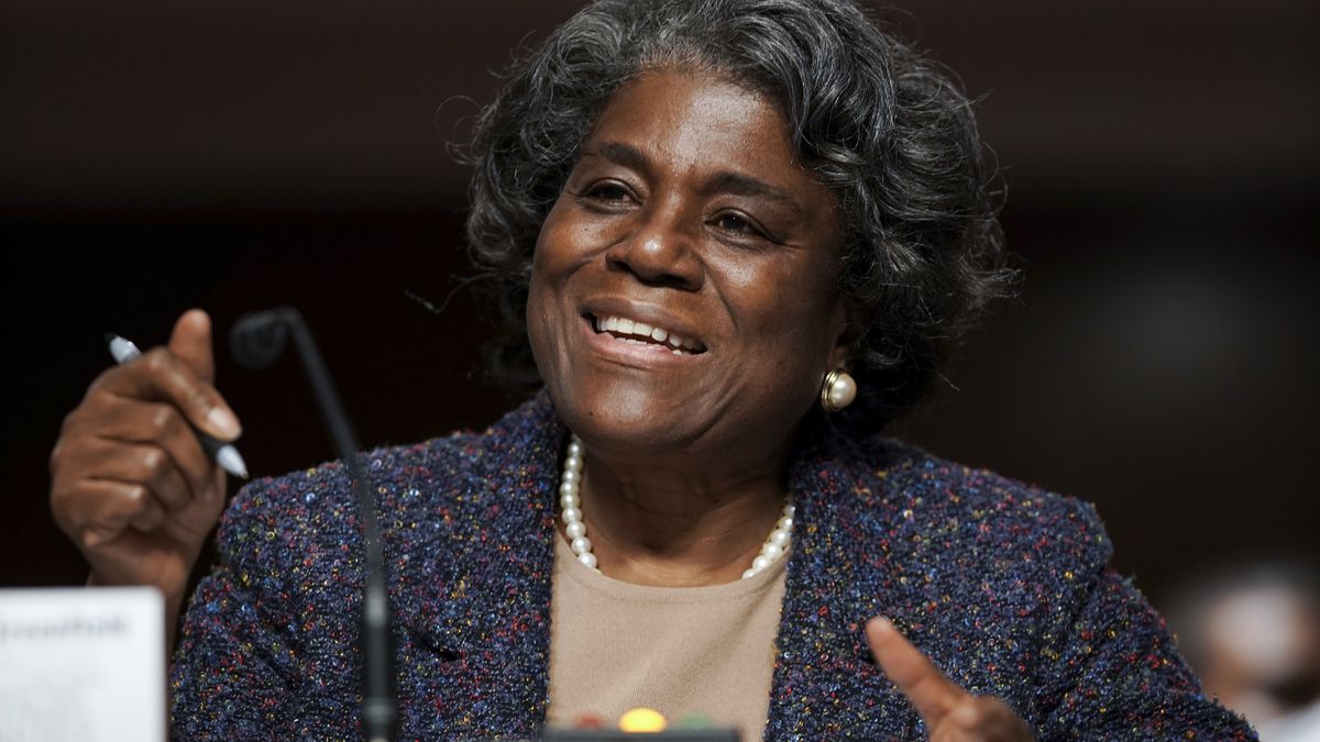 United States Ambassador to the United Nations nominee Linda Thomas-Greenfield testifies during...