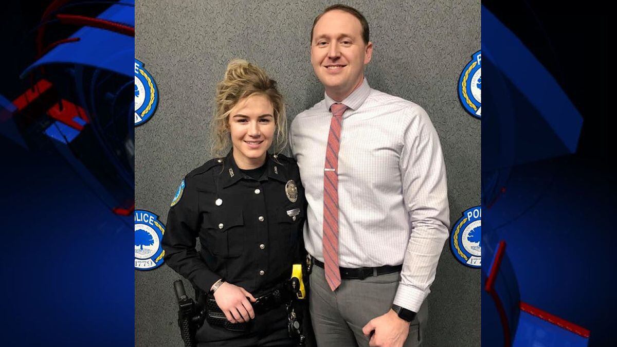 The surveillance video shows Detective Chase McKeown and Officer Nicole McKeown springing into...