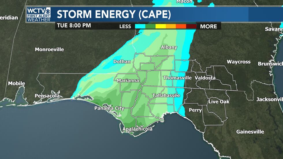 Storm energy on Tuesday