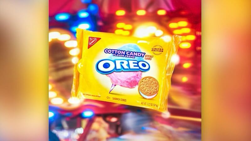 The cookie is made with the golden Oreo as its base with pink and blue cotton candy-flavored...