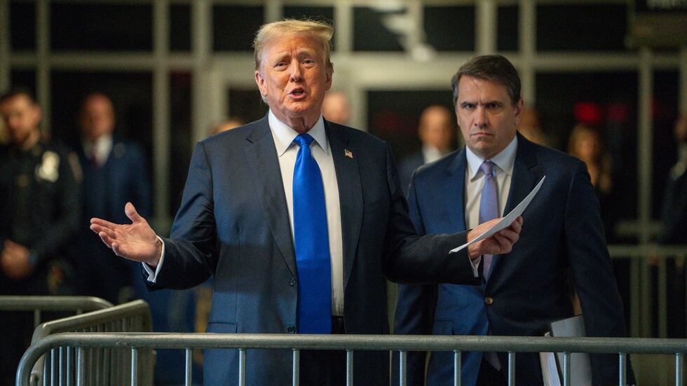 Former President Donald Trump arrives at Manhattan Criminal Court during the jury's verdict deliberations.