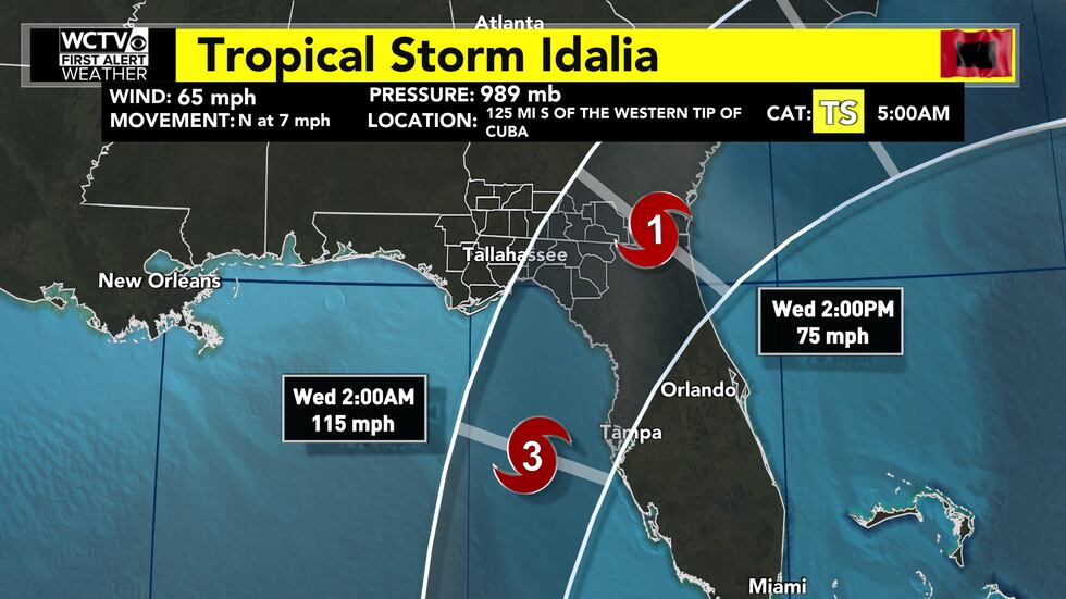 The 5am advisory on Tropical Storm Idalia from the National Hurricane Center
