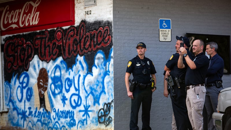 A mural outside Time Saver honors innocent bystander Centel Deshazier, 40, who was fatally...