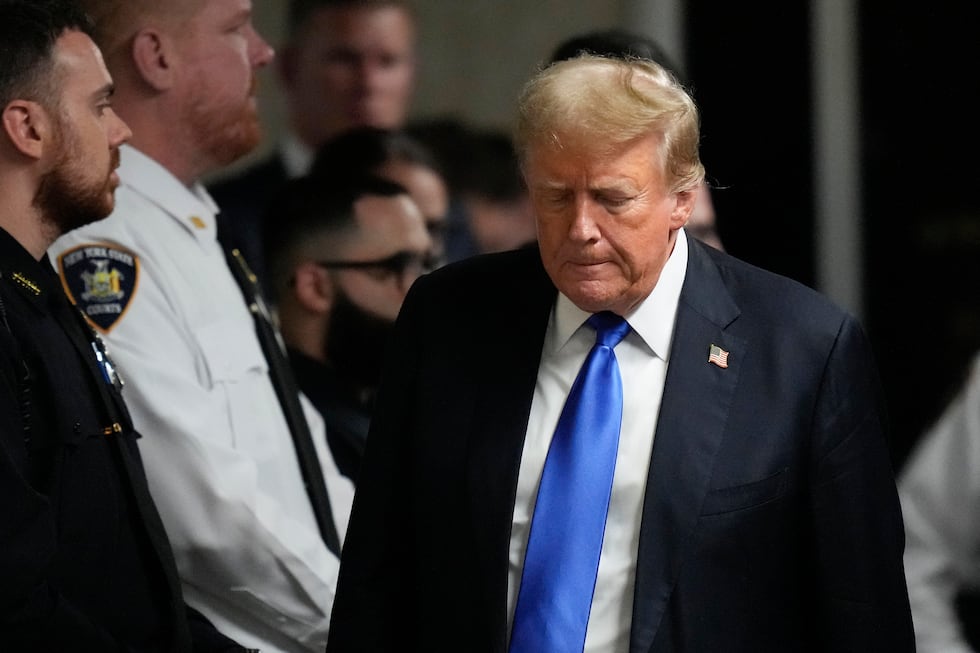 Former President Donald Trump left to comment to members of the media after the jury's verdict.