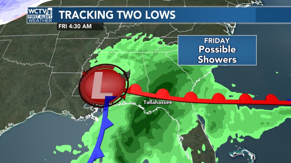 Showers possible as a low develops in the Gulf (non-tropical) on Friday.
