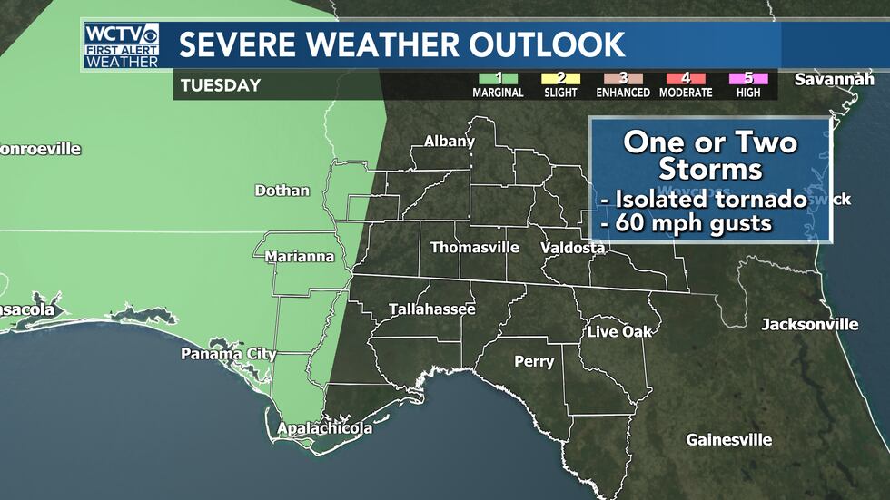Severe weather risk mainly to the west