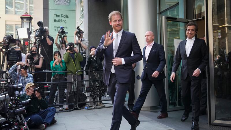 Prince Harry leaves the High Court after giving evidence in London, Wednesday, June 7, 2023....