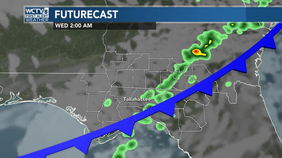 A few lingering showers on Wednesday Morning.