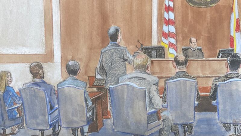 A view of the courtroom on the second day of trial for Andrew Gillum and Sharon Lettman-Hicks...