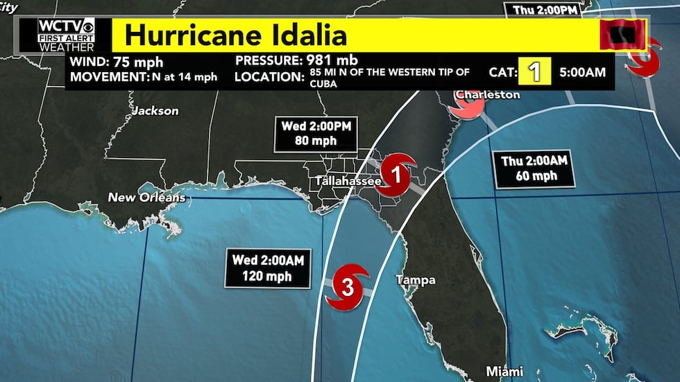 The 5am advisory from the National Hurricane Center for Hurricane Idalia